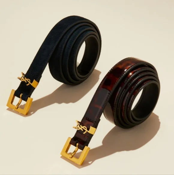 BNIB! Rare! AUTHENTIC Saint Laurent YSL Monogram Suede Belt SIZE 80 MSRP $695 - Picture 13 of 16